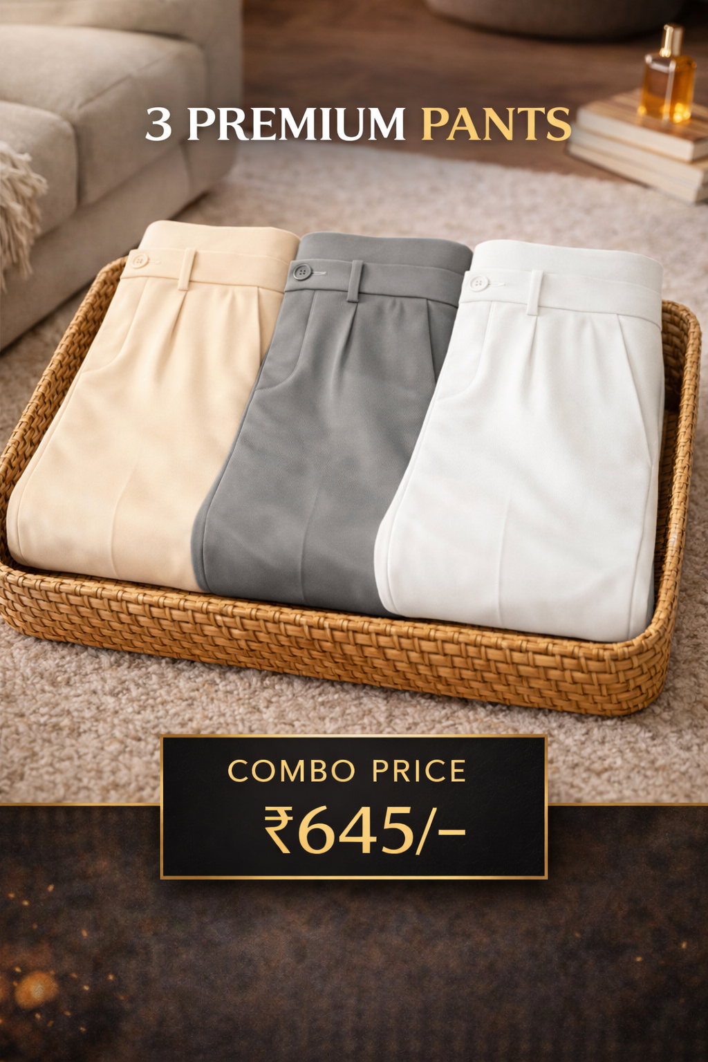 Combo Set 4 Premium Linen Trousers for Men (Combo of 3)