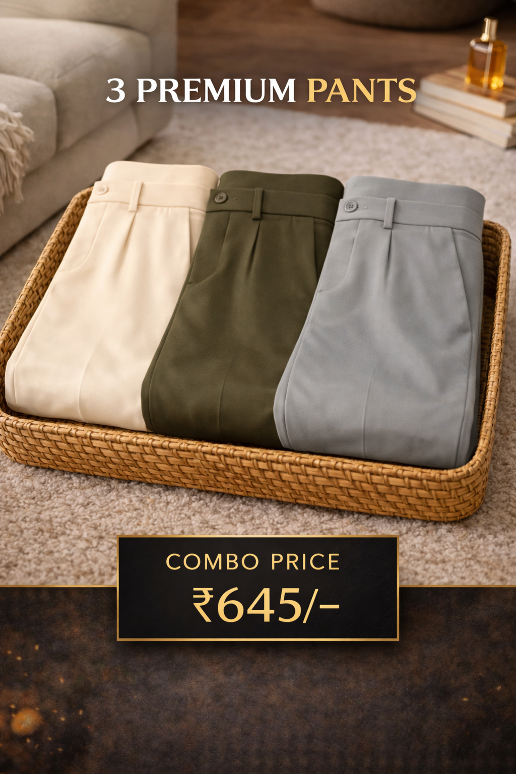 Combo Set 5 Premium Linen Trousers for Men (Combo of 3)